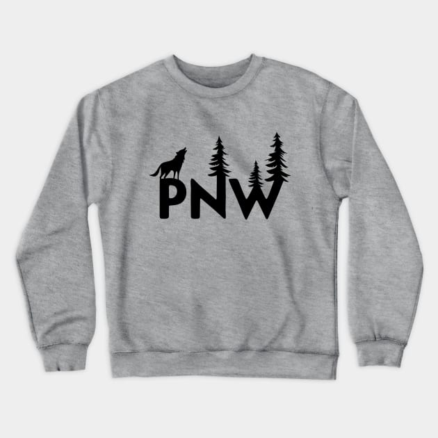 PNW Wolf Crewneck Sweatshirt by melaniepetersonart